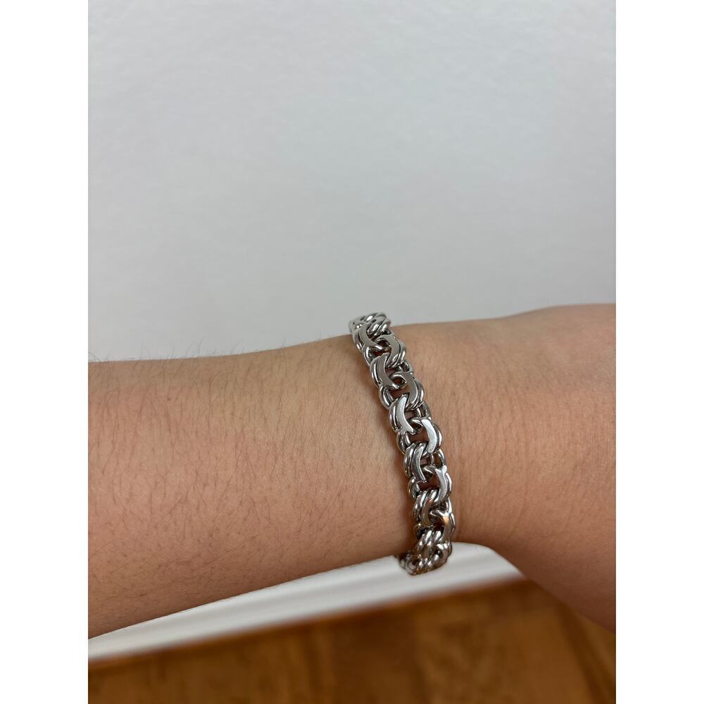 B16 Monet Vintage Silver Tone Chunky Chain Bracelet Statement Old Money Y2K - Picture 8 of 9